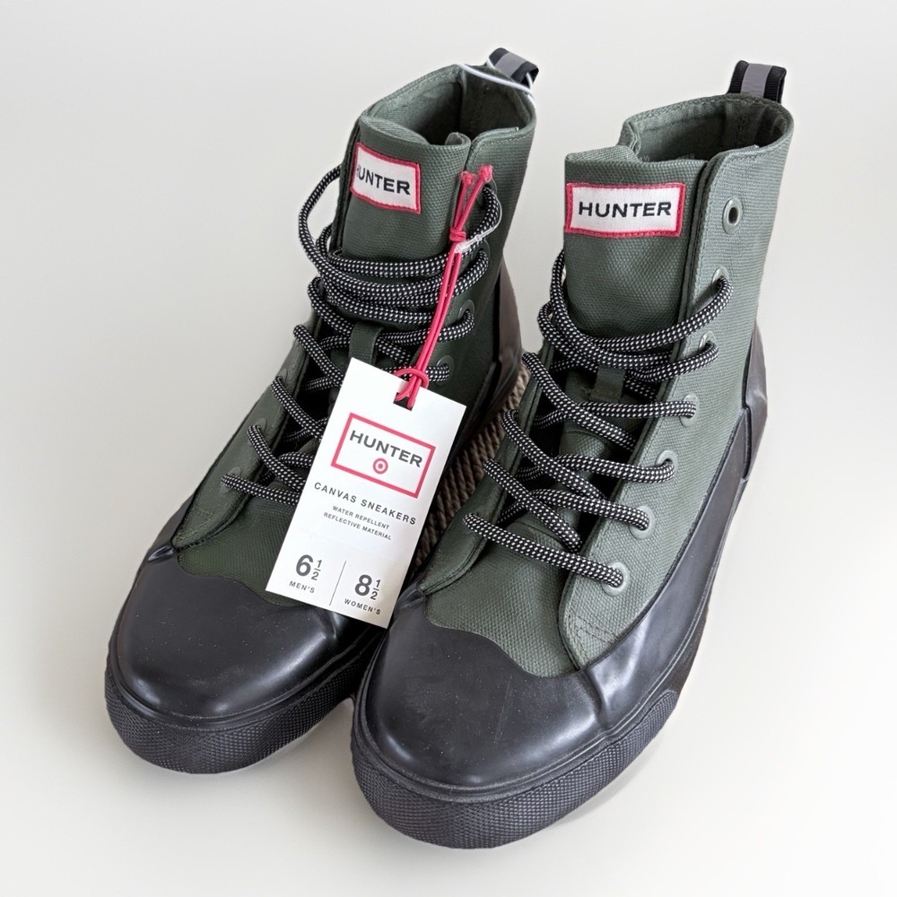 Hunter Unisex Target Dipped Canvas High-Top Sneakers Green/Black Size M6.5/W8.5